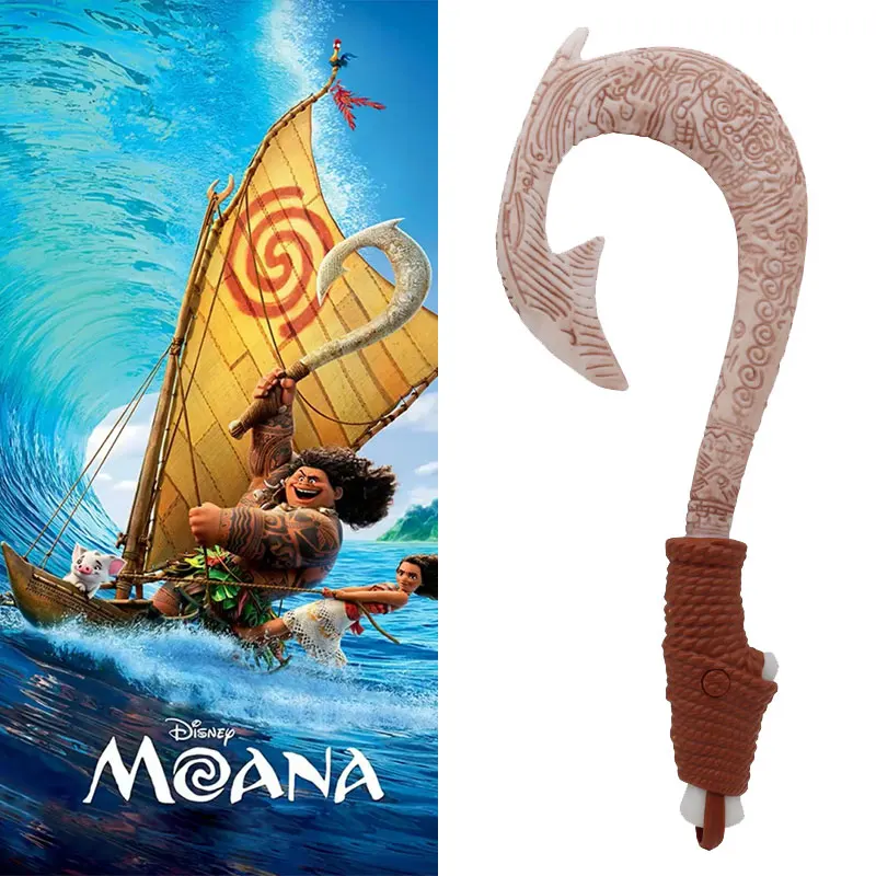 Moana 2 Ocean Adventure Cartoon Anime Peripheral Fish Hook Knife with Light Maui Weapon 42cm Cosplay Toys for Kids Birthday Gift