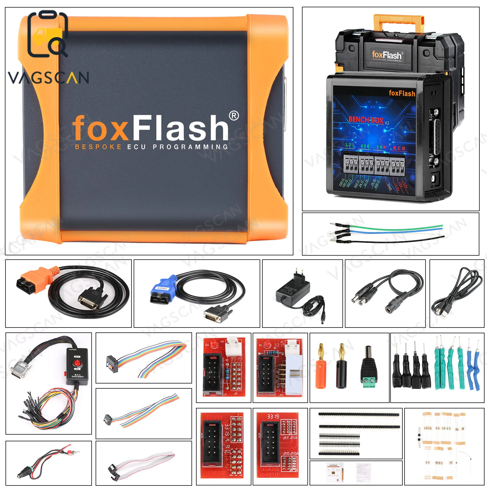 For Foxflash Auto ECU TCU Programmer Master Version Support OBD BOOT BDM JTAG Read Medc17 Full Protocols Multi-language