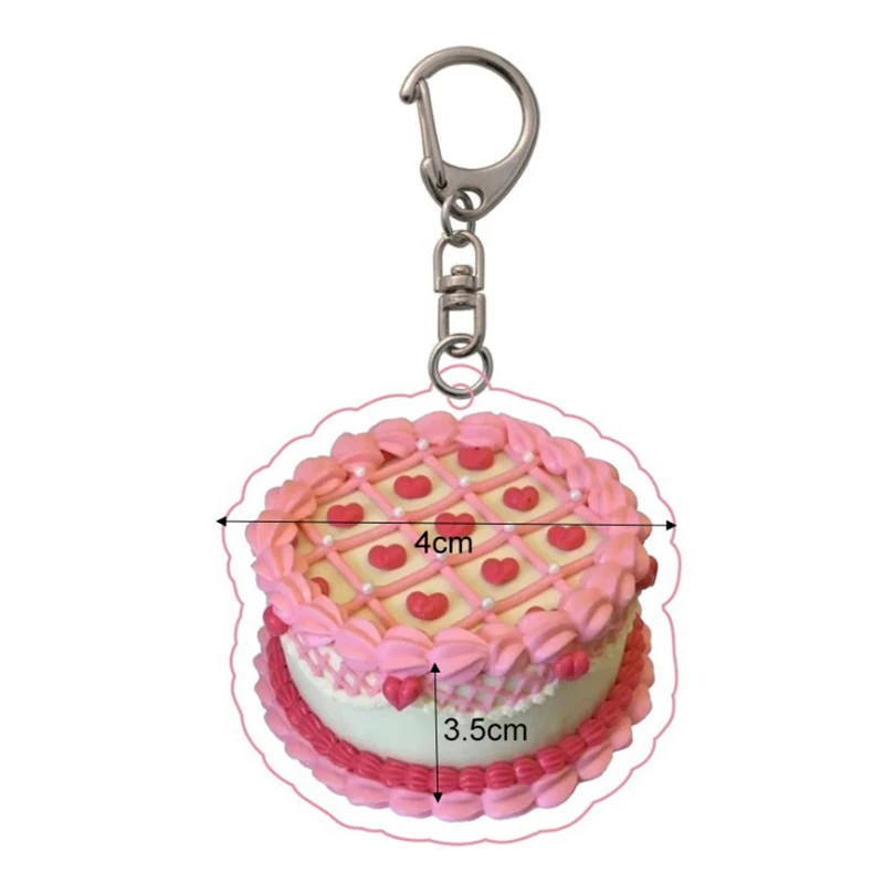 Kawaii Acrylic Happy Birthday Cake Keychain Bag Hanging Charms Headphone Box Pendant Decoration Car Keyring Girl Kid Party Gift