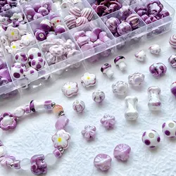 Purple Series Japanese Ceramic Beads DIY Handmade Small Fish Mushroom Rabbit Design Craft Material for Jewelry Making