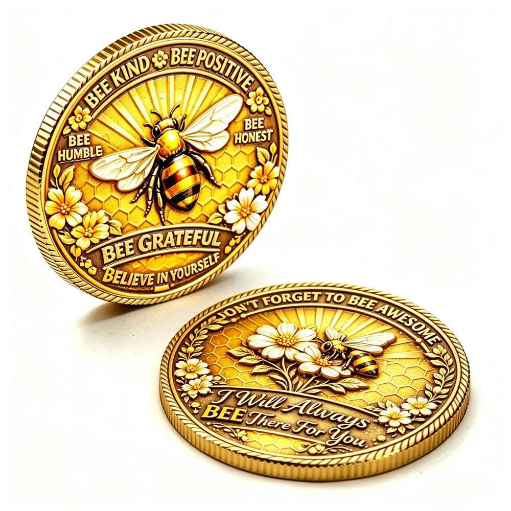 Médaille en émail 'Bee Kind Grateful' Abeille, Badge inspirant et motivant, Ornement de collection, Cadeau souvenir d'amitié