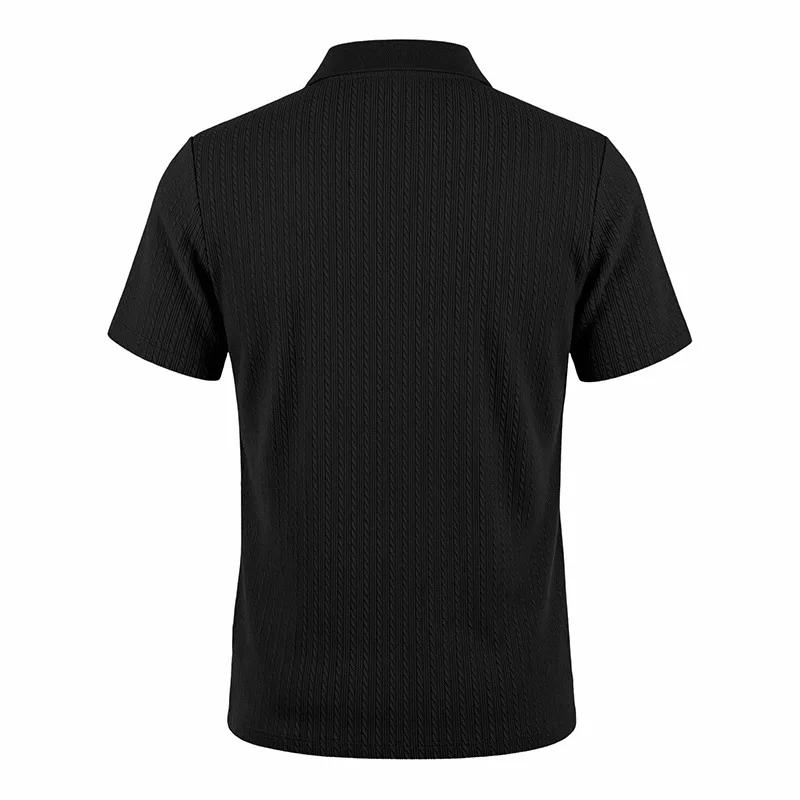 Europäisches und amerikanisches Sommer-Herren-Polohemd mit lockerem Jacquard-Strickmuster, geknöpft, kurzärmelig, auf Lager – Detail 25