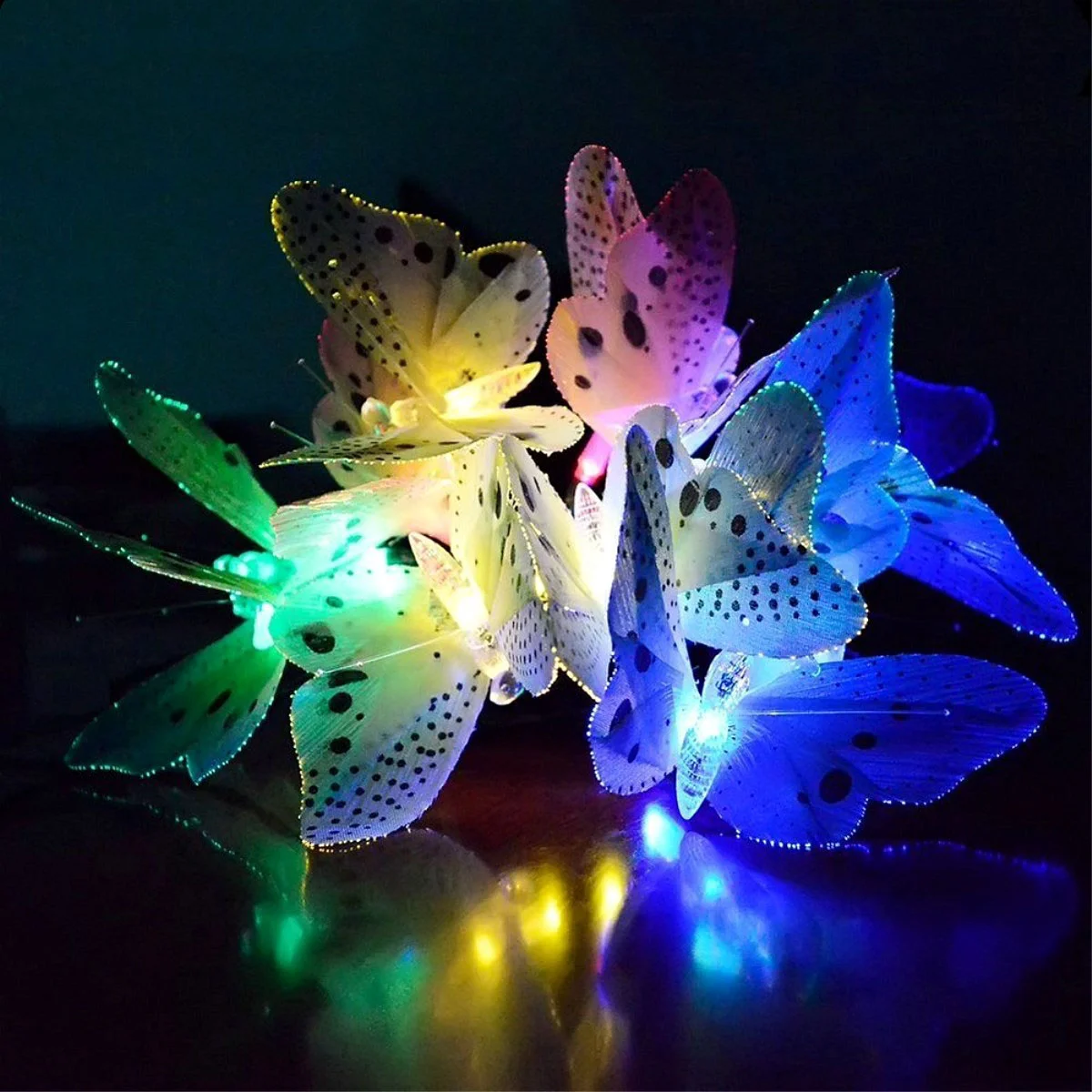 12 LEDs Solar Power Lights Garden Outdoor Lights Waterproof Multi-color Fiber Optic Decorative Lights for Garden Lawn Patio