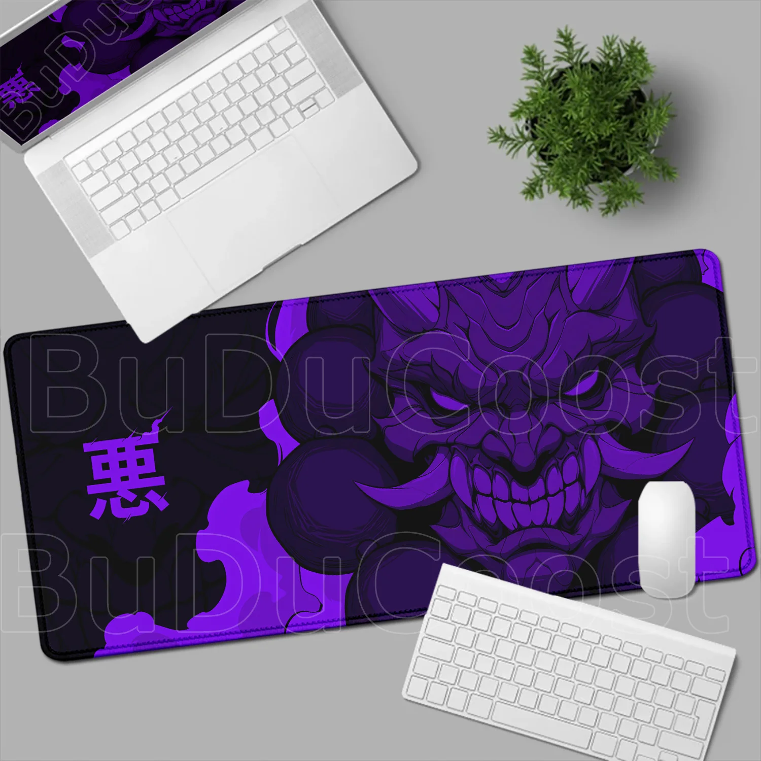 Anime Red Japan Demon Mouse Pad XXL Gaming Accessories Office Game Keyboard Rubber Deskmat Non-Slip Laptop HD Print Oni Mousepad