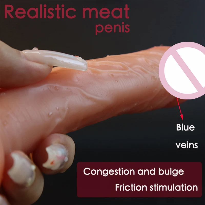 Pene realista con textura realista, tapón Anal, consolador de goma de silicona líquida, Juguetes sexuales para adultos para mujeres y hombres, herramientas de masaje Anal y vaginal