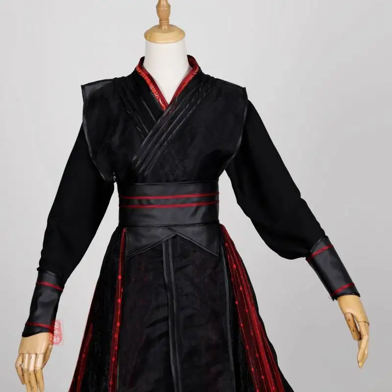 

Ruoshuifang Ancient Style Black and Red Martial Arts Costume Unisex Performance Swordsman Cool Cloak National Style Niche Han