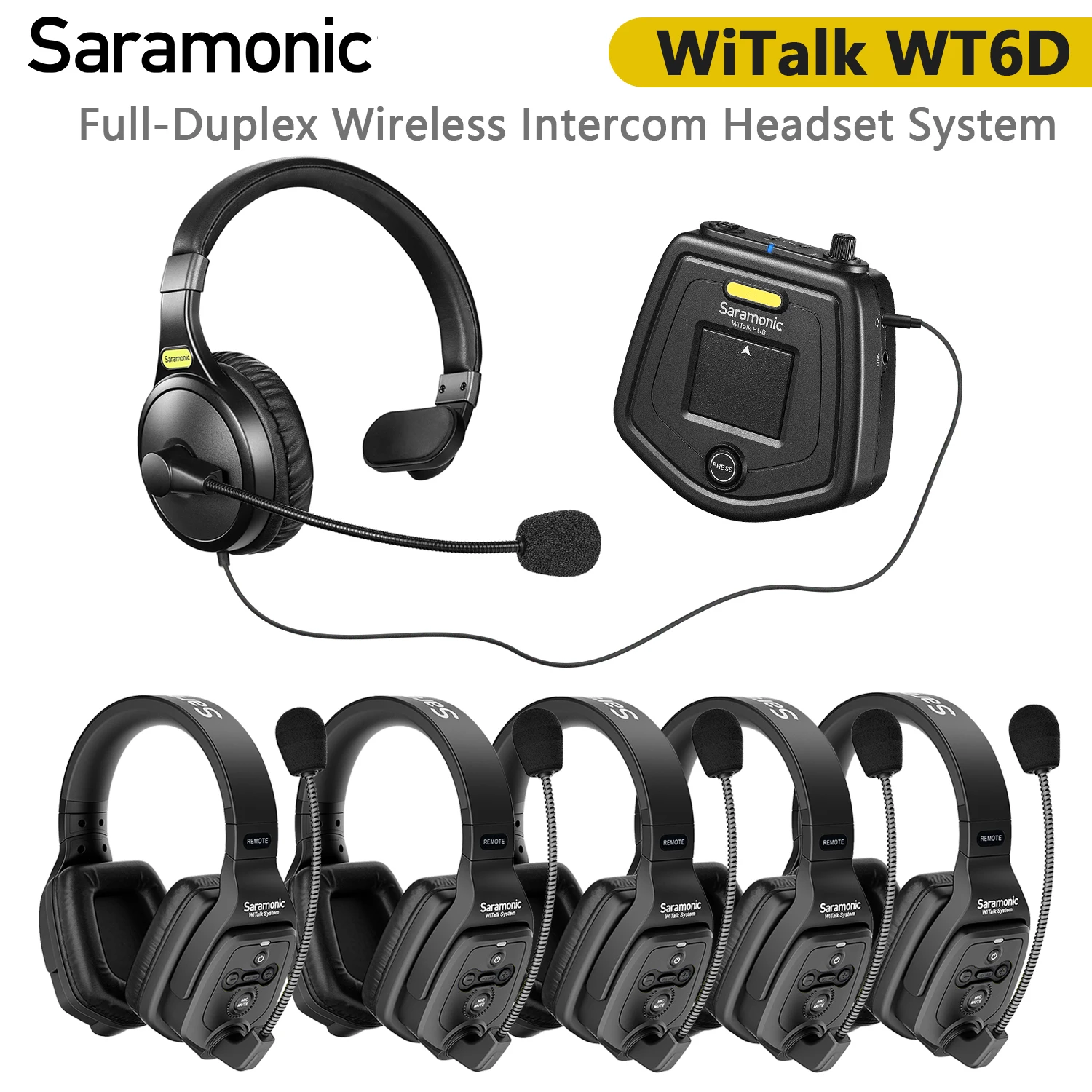 

Saramonic WiTalk WT6D Full Duplex Communication Wireless Intercom Headset System Marine Boat Football Coaching Events Microphone