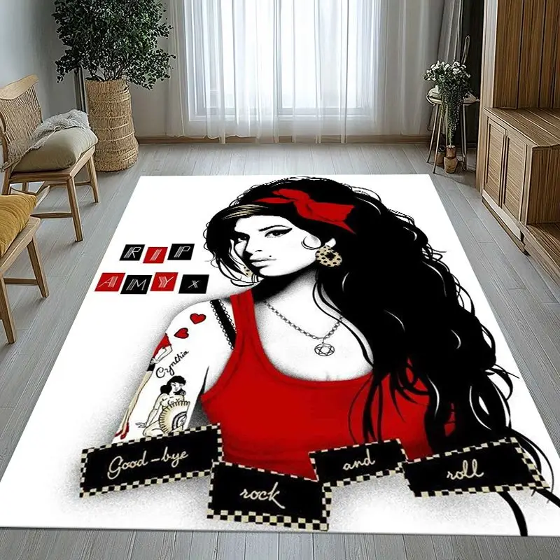 Amy Winehouse Music Singer Soft Non-Slip Large Area Rug for Living Room,Bedroom Playroom Carpet Mat for Sofa,Home Decor Gift