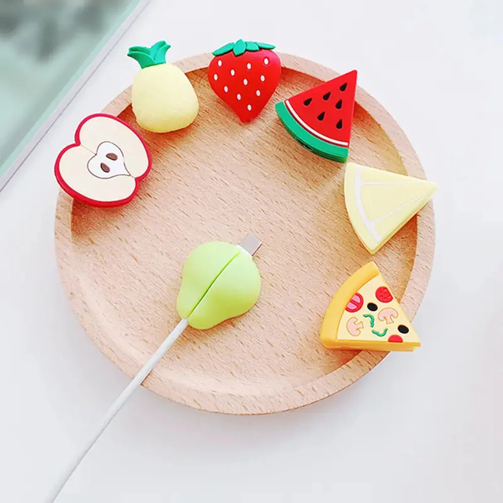 Cute Phone USB Cable Protector For Apple iPhone Samsung Cable Chompers Cord Fruit Bite Charger Wire Holder Organizer Protection