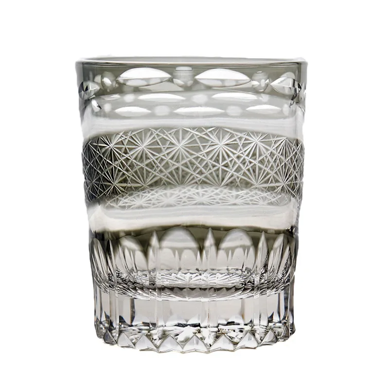

Edo Kiriko Hand-carved Glass Wine Glass Japanese Kiriko Craft Handmade Wave Whiskey Glass
