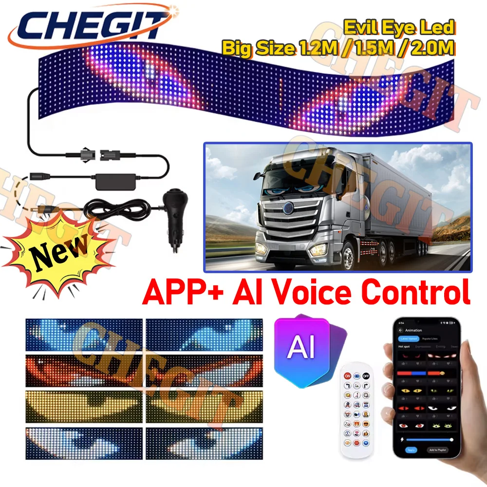 

2M Voice Control Devil Eye Soft Foldable APP Car LED Matrix Pixel Panel Lighting Graffiti Scrolling Stickup Board Windshield