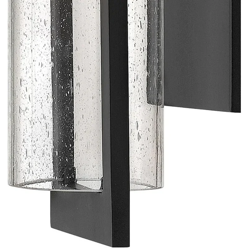 Shelter Outdoor Lights Wall Mount, Black with Clear Seedy Glass, 20.5" Height, Medium (1324BK)