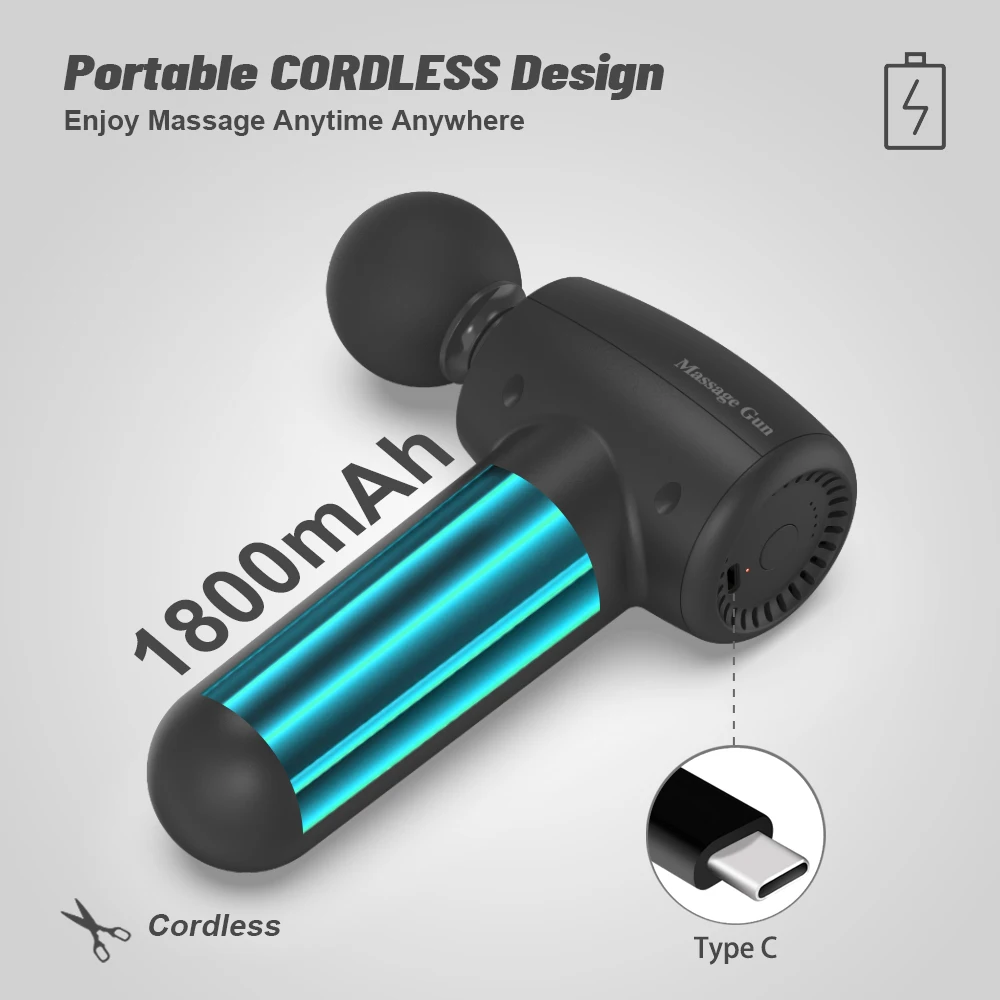 PL-659 Mini pistole elettriche tascabili per fascia USB ricarica fitness schiena collo tessuto profondo corpo rilassante sollievo dal dolore pistola massaggiatore muscolare