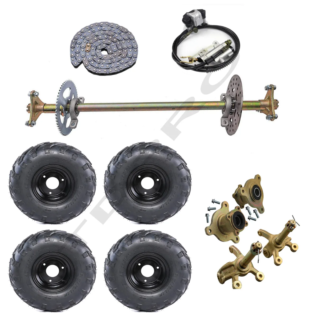 TDPRO Go Kart Rear Axle Assembly Kit 4.10-6 Wheels Hubs Rear Tire Tyre for Mini Bike Drift Trike Golf Kid DIY Set Assembly