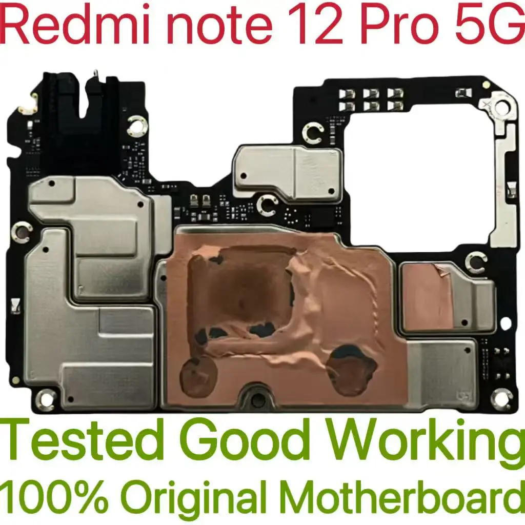 Original Unlocked Main Board For Redmi Note 12 Pro 5G Mainboard Motherboard Unlocked With Chips Circuits Flex Cable