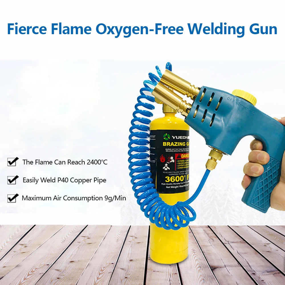 New Pure Copper Oxygen-Free Welding Gun 2400℃ Torch Welding Torch Copper, Aluminum And Iron Pipe Welding Refrigerator Repair