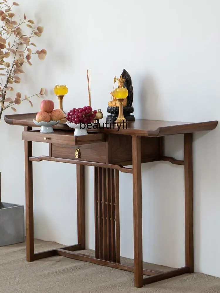 Walnut Incense Burner Table Altar Living Room Buddha Shrine New Chinese Middle Hall a Long Narrow Table Household Solid Wood
