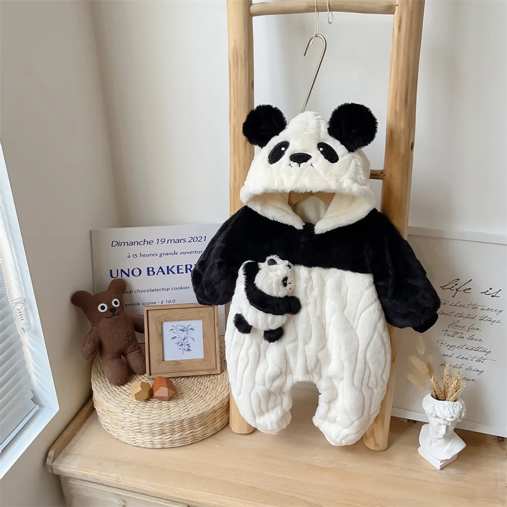 Panda Plush Rompers Autumn and Winter Fashion New Collection with Thick Velvet for Warmth Cute and Fashionable Rompers