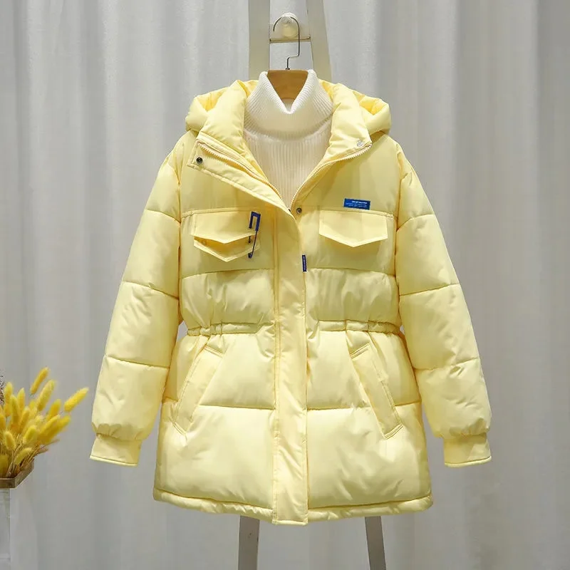 Phụ Nữ Mới Áo Khoác Mùa Đông Áo Khoác Ấm Parkas Nữ Làm Dày Ấm Áo 2022 Cotton Đệm Áo Khoác Có Mũ Trùm Đầu Dáng Rộng Tuyết Áo Khoác Ngoài