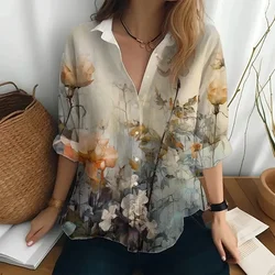 Elegant women's shirt retro casual long sleeve high quality women's clothing 3D printing spring and summer new style