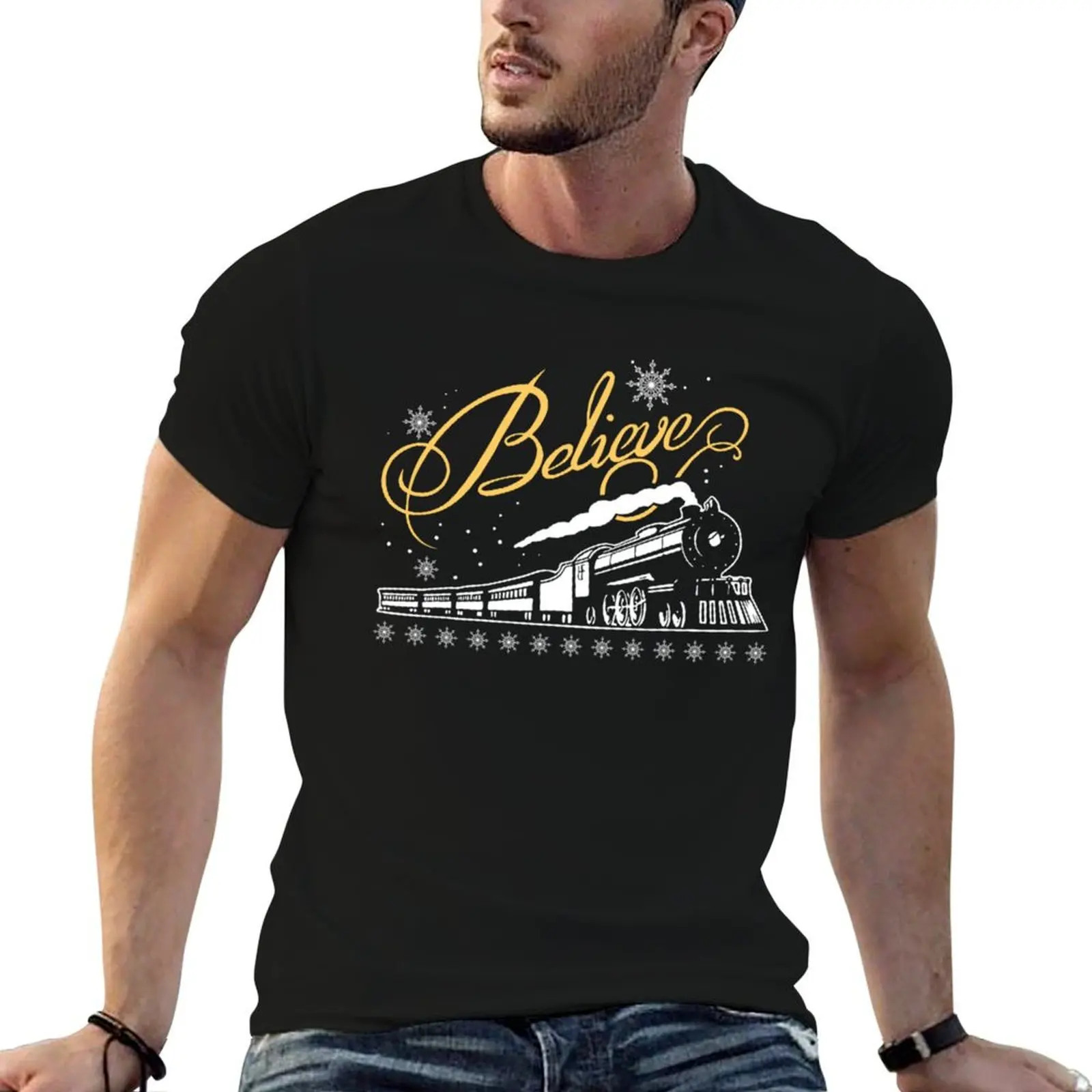 Camiseta familiar de Navidad del Polo Norte Polar Express All Abroad, camiseta esencial, camiseta de algodón, camiseta para hombre