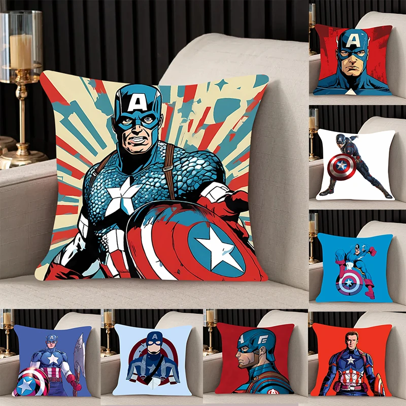 

home decor Pillow Cover Captain America iving room bedroomo office car 45x45 Dakimakura Throw Pillows Square Pillowcase boy gift