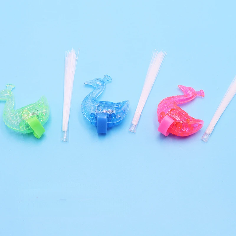 LED Night Light 10 PCS Kids Colorful Glowing Toy Peacock Finger LED Glow Ring Fluorescent Shiny Neon Glitter Party Decors Gift