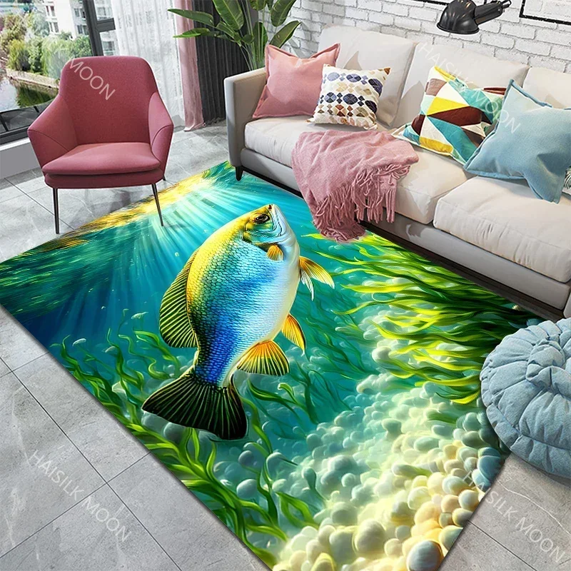 ZYSea Fish Pattern Carpet for Living Room Bedroom Bedside Floor Mat Cloakroom Game Mat Area Rug