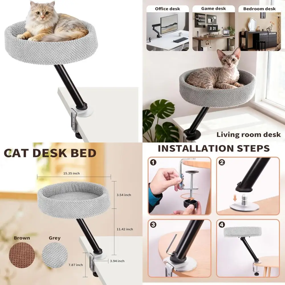 

Вращающаяся кровать-стол для кошек с грузоподъемностью 60 фунтов, 360 градусов ° Многофункциональный приставной столик с вращающимся дизайном (серый)