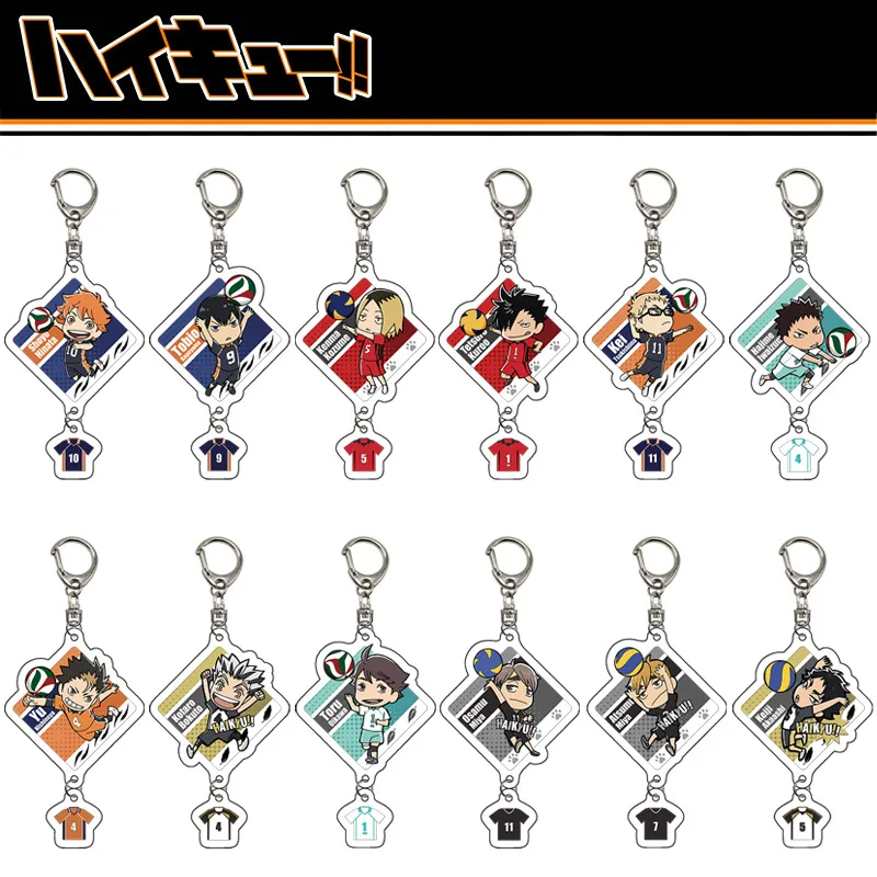 Anime Keychain Acrylic Figure Model Keyring Volleyball Boys Action Figures Toys Anime Key Chains Accessories 20pc/Lot