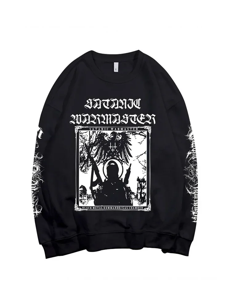 Harajuku Fashion Mens Sweatshirts Satanic Warmaster Black Heavy Metal Rock Band Pullover Hoodie Sweatshirts