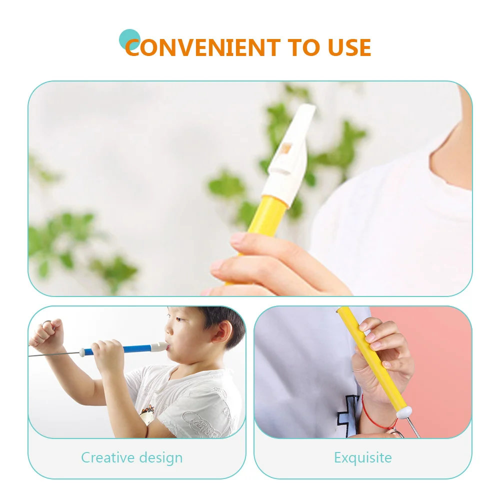 Silbato deslizante de juguete para niños, instrumento Musical de empuje, flauta de empuje, juguete para niños, rosa, amarillo, azul, llave de tono ajustable de Metal, 3 uds.