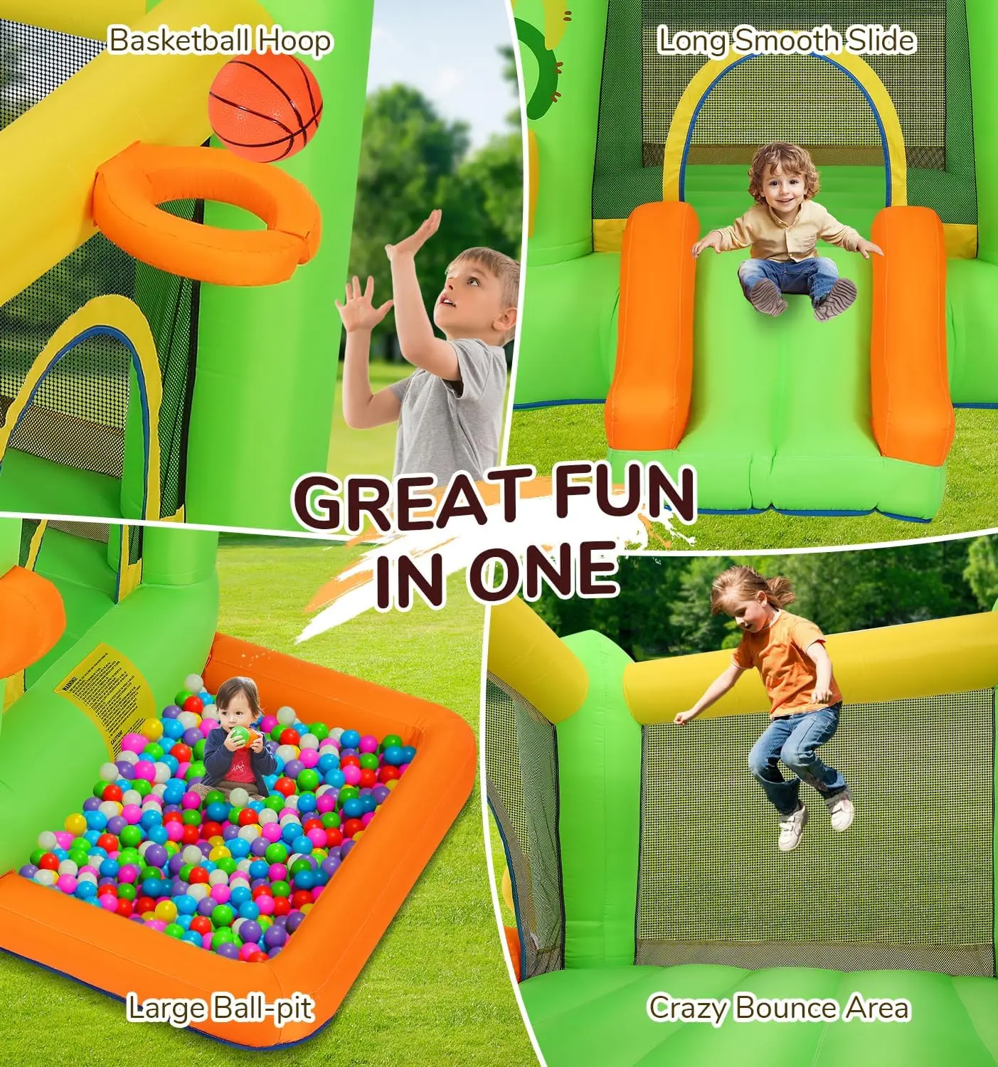 3-10세 어린이용 에어바운스, 실내외 놀이용 풍선 바운스 하우스, 물놀이 풀장 포함, 바운서, 에어 점핑