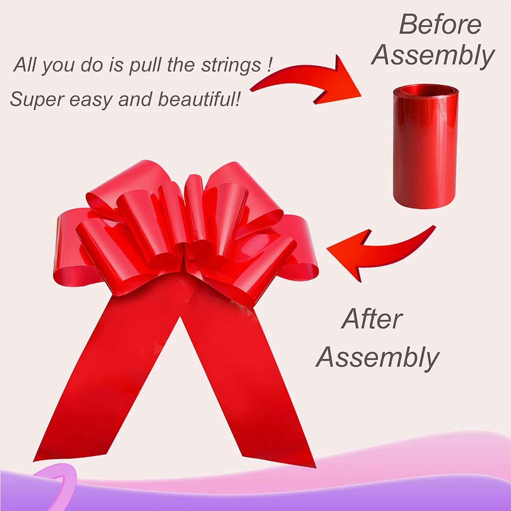 Giant 30 Inch Car Bow Big Red Pull Strings Bows for Present Wrapping Happy Birthday Car Gift Decoration Car Show & Celebration