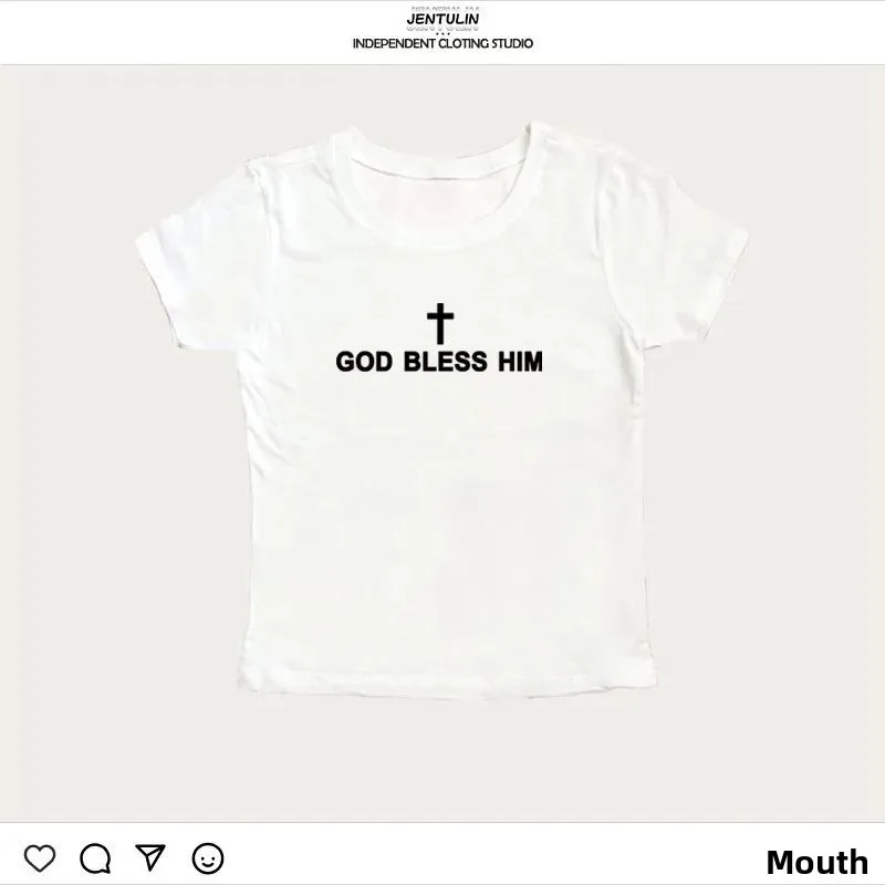 T-shirt Punk gothique pour femmes, orth Crop Clean Fit H, tissu 00% lin, Collection d'hiver, imprimé de lettres Faionable