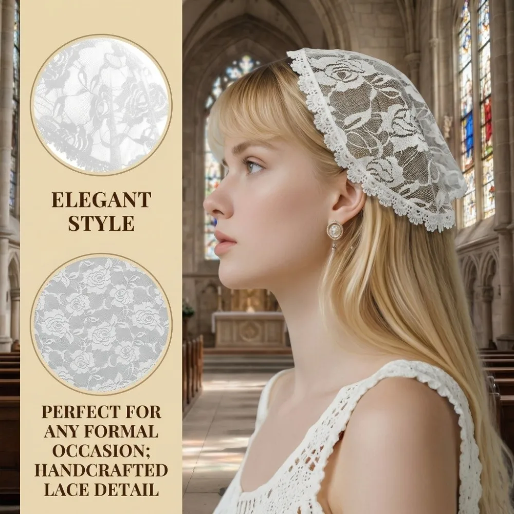 

Простая круглая кружевная вуаль с розами в богемном стиле, испанская вышитая цветочная повязка на голову, головной убор для католической церкви