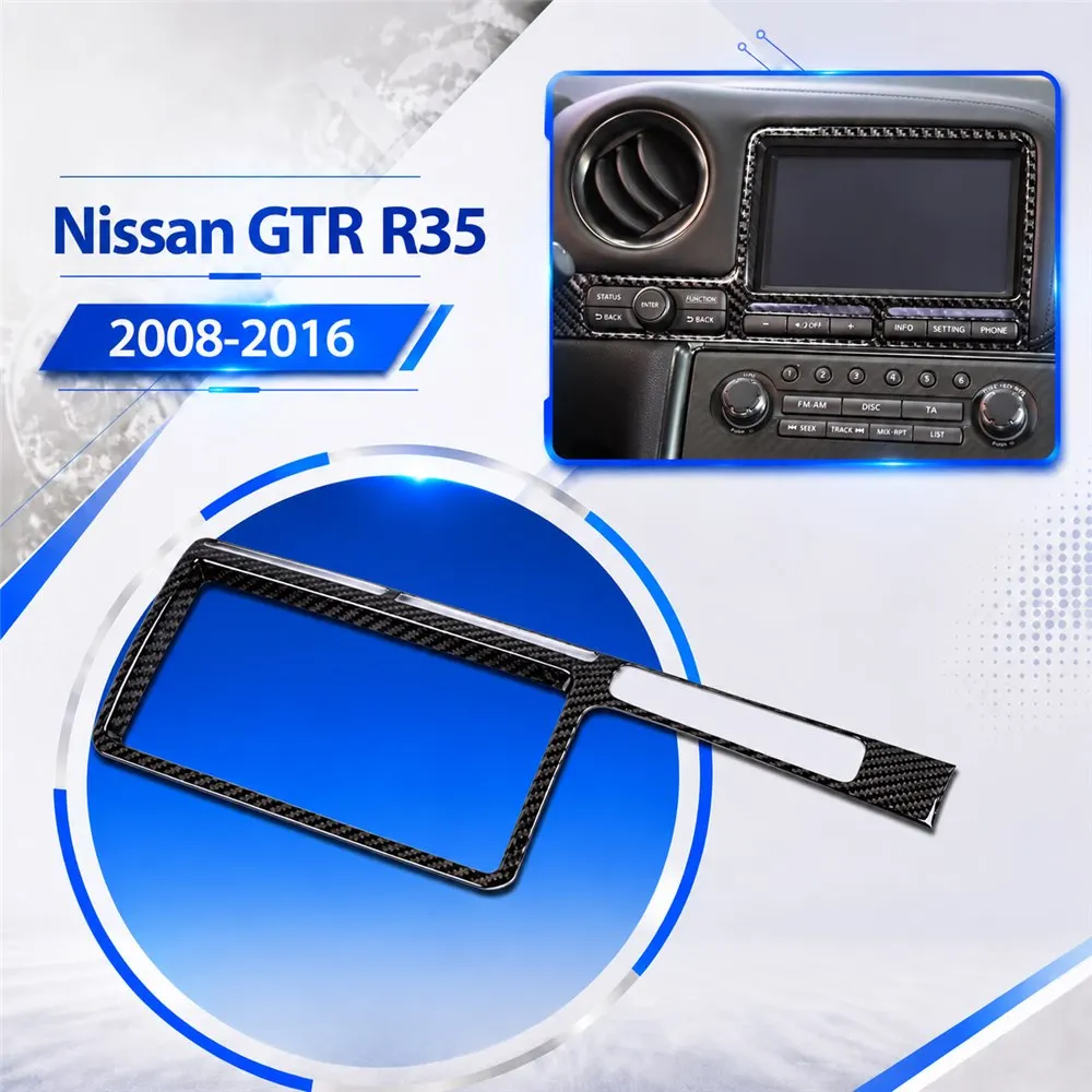 Real Carbon Fiber For Nissan GTR R35 2008-2016 Navigation Frame Display Screen Interior Cover Trim Modified Parts Accessories