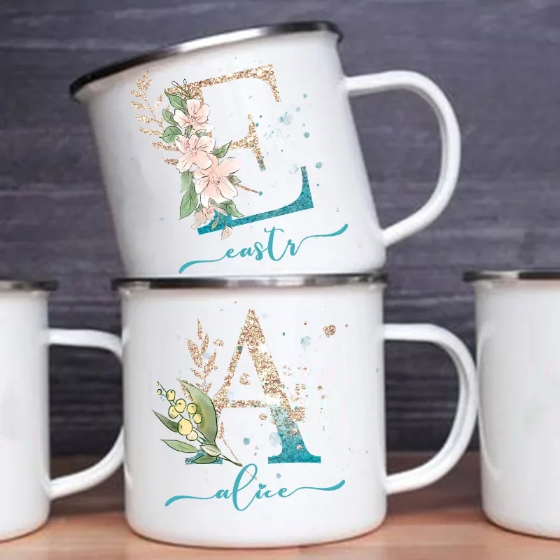 Personalized Mug Floral Initial with Name Cup Custom NameTea Coffee Hot Chocolate Mug Bride Bridesmaid Mothers Day Gifts for Her