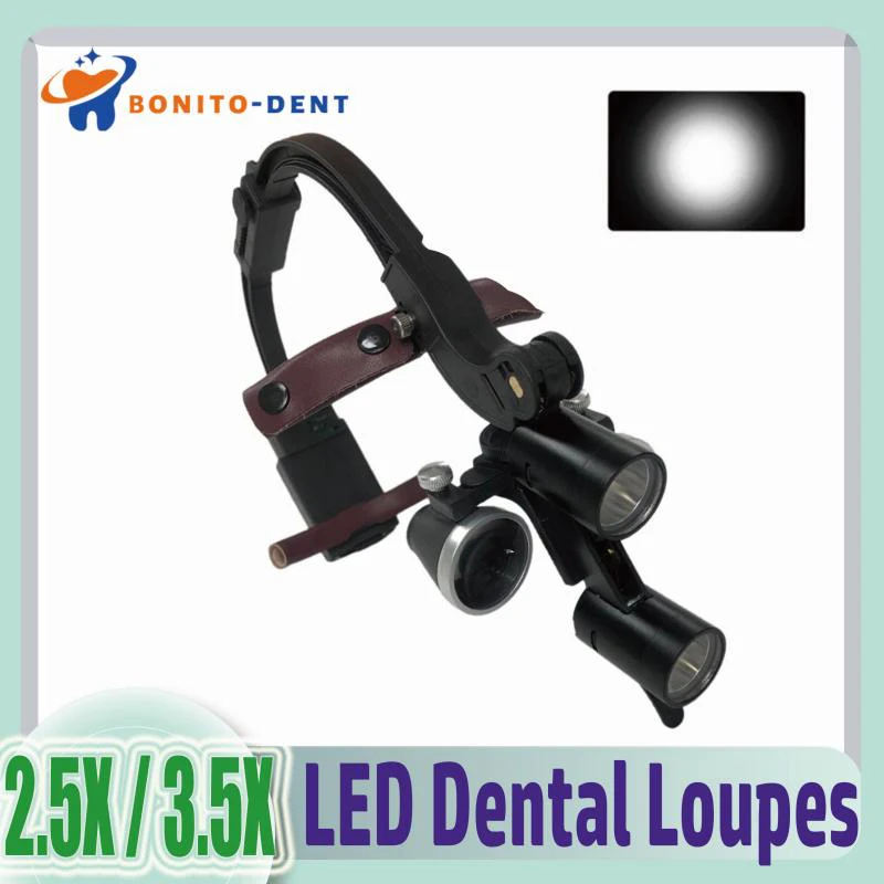 2.5X 3.5X New Dental LED Loupes 5W Focusing Headlight Medical Binocular Headband Magnifying Glasses Adjustable Brightness