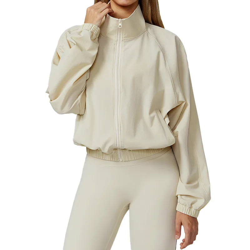 

Легкая ветрозащитная куртка для бега на молнии, быстросохнущая спортивная куртка с длинным рукавом для йоги и фитнеса для женщин, дышащая