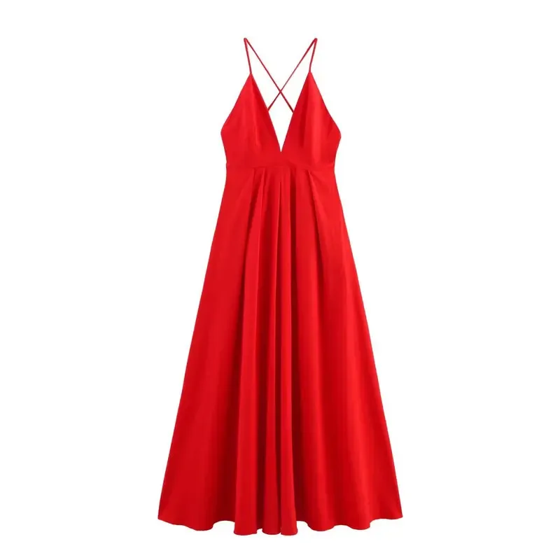 

Sexy Chic Solid Women's Backless Long Camisole Dress Zipper Detail New Fashion Spring Summer Holiday Chic Hotsweet