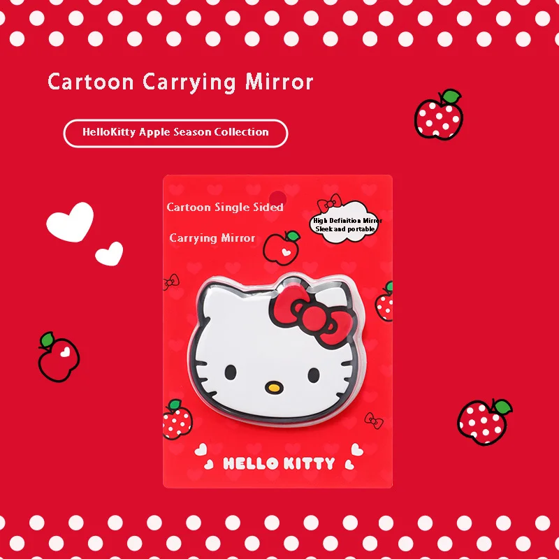 

Miniso Sanrio Hello Kitty Hello Kitty Apple Season Cartoon Walking Mirror Portable Makeup Mirror for Girls Cute Girly Heart