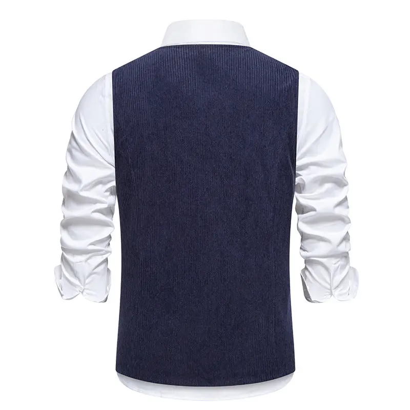 남성용 빈티지 캐주얼 세트 조끼, 턴다운 칼라, 비즈니스 웨딩 포멀 파티 조끼, 단색 원피스 블레이저 조끼, 패션