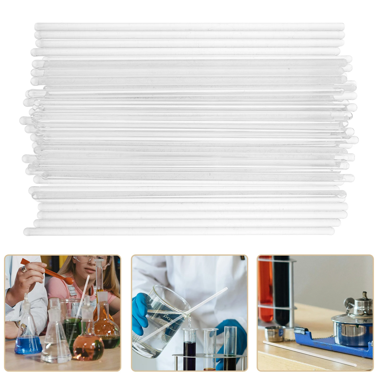 

50 Pcs Experiment Supplies Drainage Rods Glass Stirrer Sticks Stirring High Temperature Resistance
