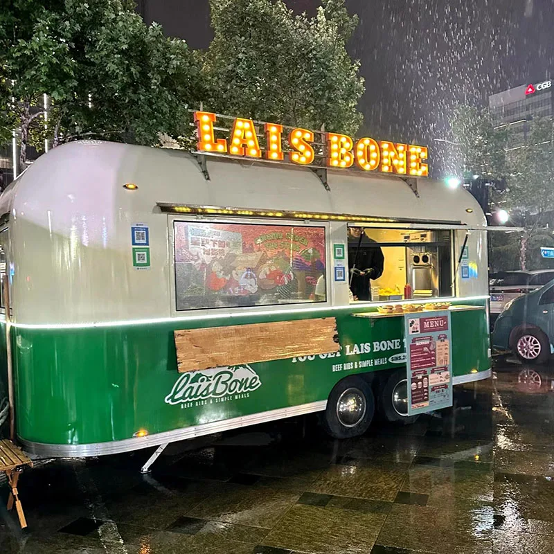 

New Popular Mobile Food Truck with Stainless Steel Cabinet Sink Street Kitchen Catering Trailer Van in Excellent Condition