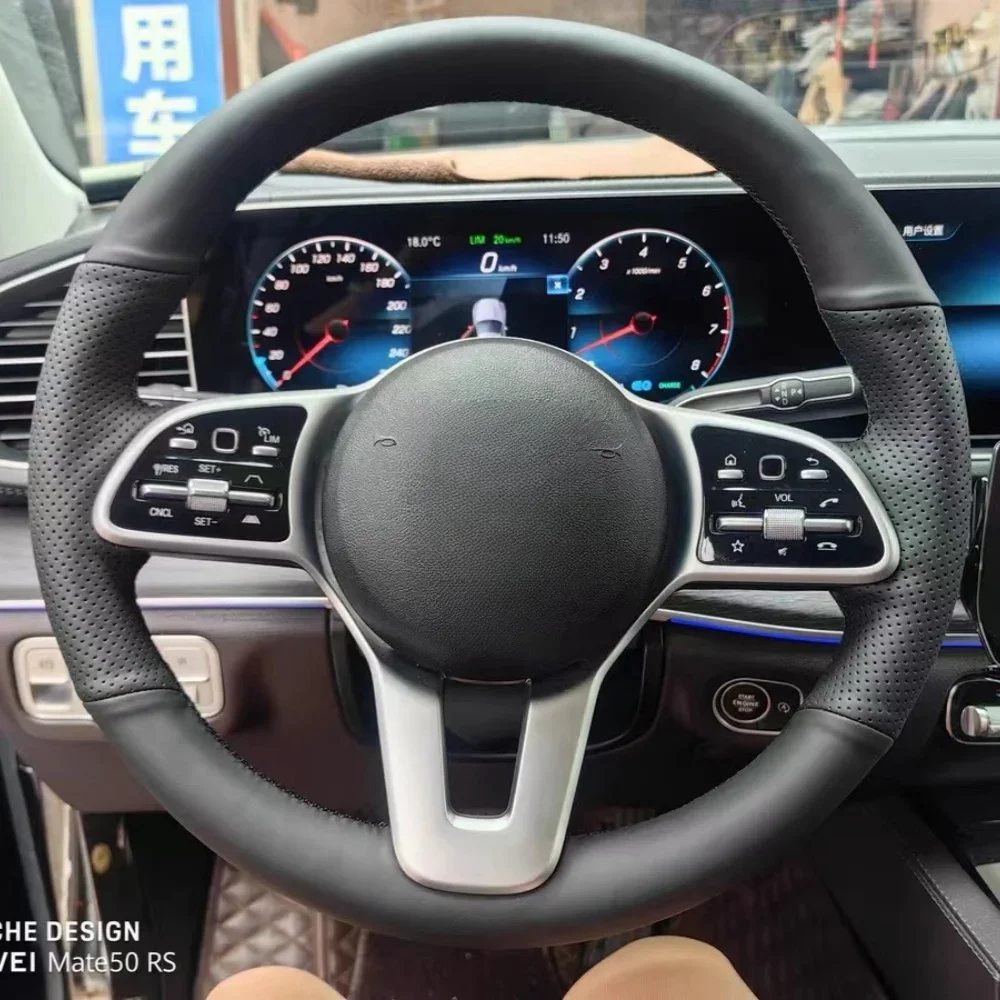 

Anti-Slip Hand Stitching Car Steering Wheel Cover Microfiber Leather For Mercedes-Benz S350 GLB GLC GLE EQC EQE Auto Accessories