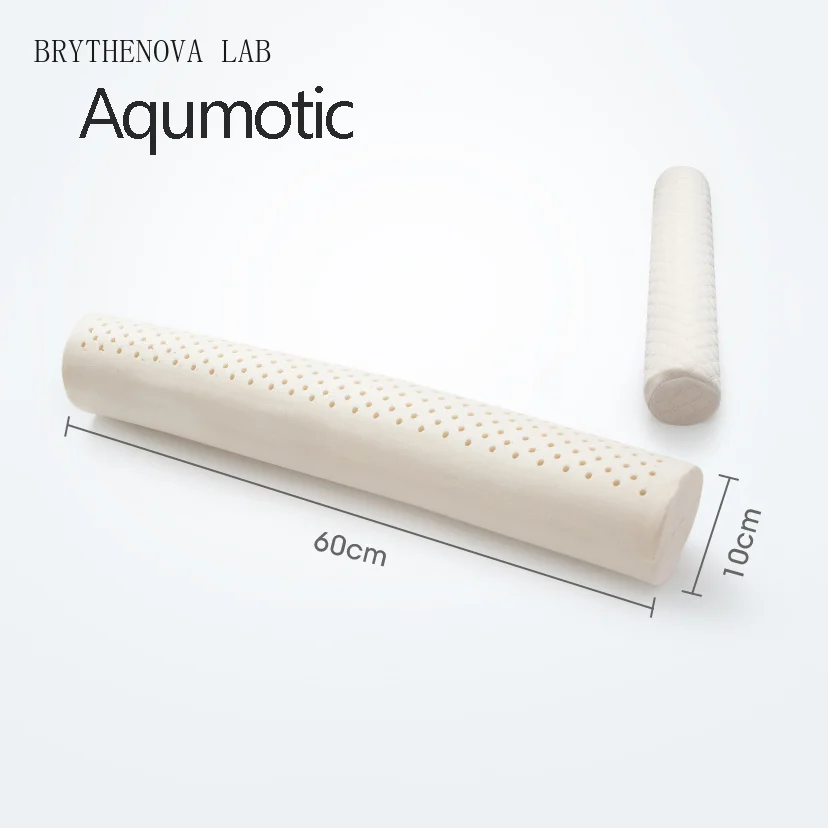 Aqumotic Latex Long Round Pillow with Pillowcase 60cm Repair Cervical Pillow Neck Comfortable Nursing Soft Home Bed Tool