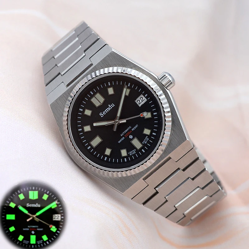 Semdu Super Player PRX Series Watch Silver Sapphire Glass 316L Stainless Steel 50M Waterproof Automatic Mechanical Watch Gif