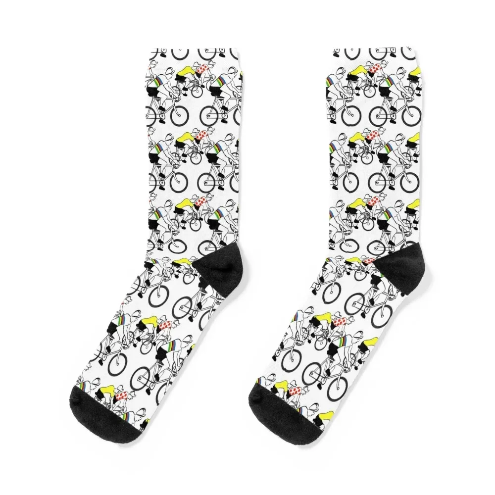 

Vintage Cycling Figures in a Peloton Socks cycling hiking short Socks For Girls Men's