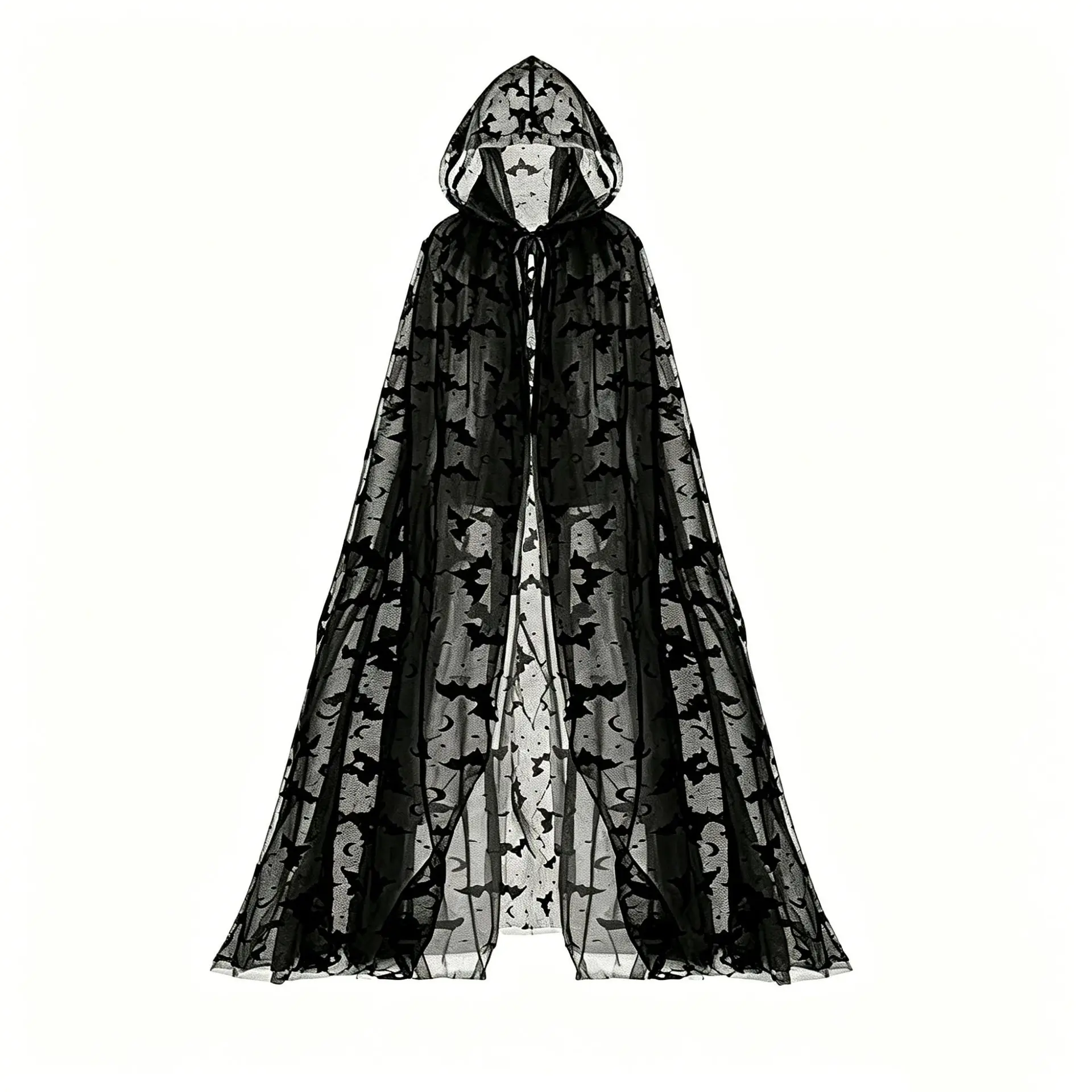 Lila Fledermaus-Langmantel mit Kapuze für Erwachsene, Unisex, Hexen-Cosplay, Tüllumhang für Halloween-Party, Fotografie, Halloween-Dekorationen – Detail 13